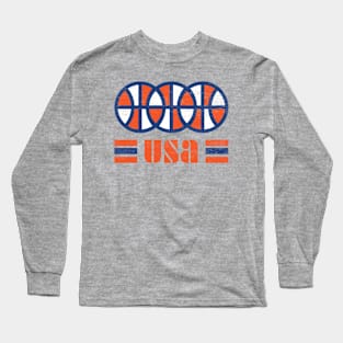 USA Old School Basketball Throwback Long Sleeve T-Shirt